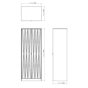 Diamond Ready assembled Modern Matt white Tall Double Wardrobe (H)1970mm (W)740mm (D)530mm