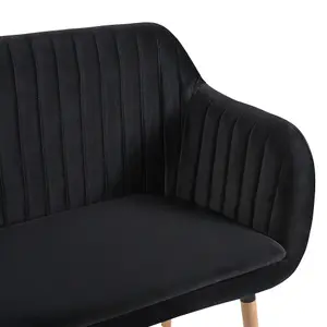 2 Seater Velvet Kitchen Sofa Black TABY