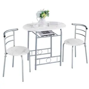 2 - Person Dining Set White/Silver / 76" H x 49" W x 43" D