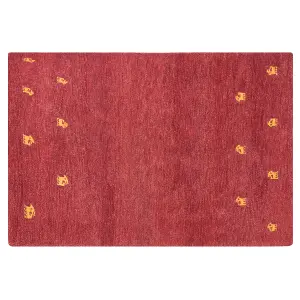 Wool Gabbeh Area Rug 140 x 200 cm Red YARALI