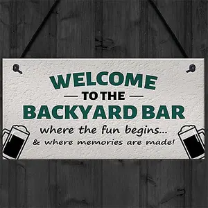 Red Ocean Welcome To The Backyard Bar Sign Hanging Wall Sign Bar Signs Funny Garden Plaque Gift For Men