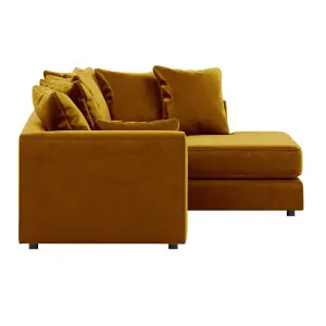 Brooklyn Plush Velvet 3 to 4 Seater L Shaped Corner Sofa Foam Gold Right Hand Facing