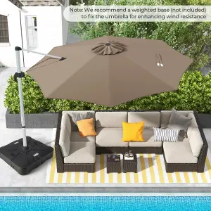 Costway 3M Round Patio Parasol Outdoor Adjustable Cantilever Umbrella w/ 360 Rotation