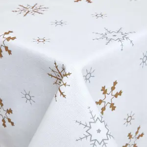 Homescapes Gold Snowflake Christmas Tablecloth 137 x 137 cm