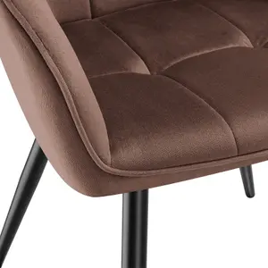 Dining Chair Marilyn - velvet look, quilted pattern - brown/black