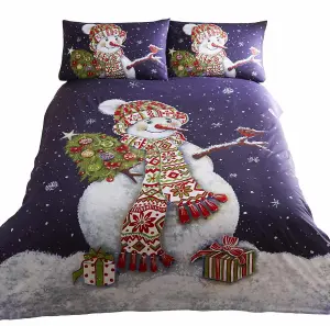 Happy Snowman Single Duvet Cover and Pillowcase