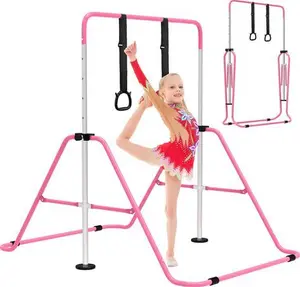 EVERYMILE Gymnastics Bars, Junior Training Kip Bar Gymnastics Equipment For Home,Adjustable Height Folding Horizontal Bar With Gymnastic Rings For