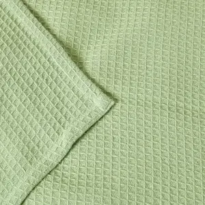 Homescapes Organic Cotton Waffle Blanket/ Throw Sage Green, 178 x 228 cm