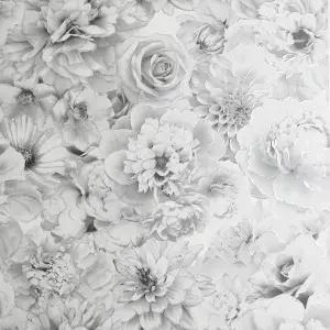 Arthouse Glitter Bloom Silver Wallpaper