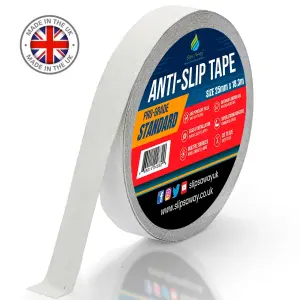 Non Slip Tape Roll Pro Standard Grade -Indoor/Outdoor Use by Slips Away -White 25mm x 18m