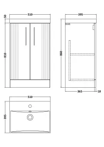 Retro 2 Door Floor Standing Vanity Unit with Thin-Edge 1 Tap Hole Ceramic Basin - 500mm - Satin Green - Balterley