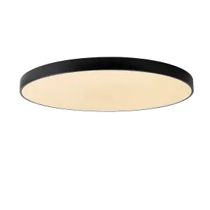 Lucide Unar Modern Flush Ceiling Light 80cm - LED Dim. - 1x80W 2700K - 3 StepDim - Black