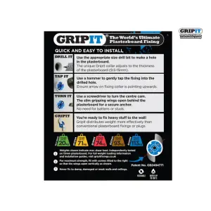 Gripit Blue Plasterboard Fixings 25mm - 25 Pack for Secure Installations