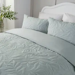 Zaragoza Green Microfibre Duvet Cover Set Super King - 2 Standard Pillowcases