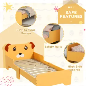 ZONEKIZ Toddler Bed Frame, Puppy-Themed Design, for Ages 3-6 Years - Yellow