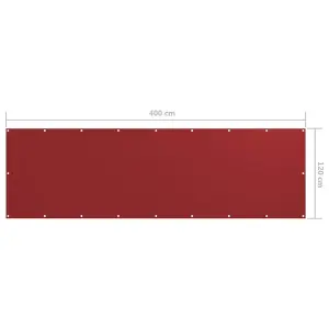 Berkfield Balcony Screen Red 120x400 cm Oxford Fabric