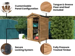 Dunster House Tool Shed 1.2m x 1.2m Pressure Treated Wooden Garden Storage Window Overlord Apex