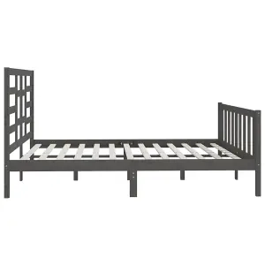 Berkfield Bed Frame Grey Solid Wood Pine 200x200 cm