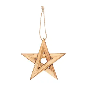 Something Different Wood Pentagram Hanging Decoration Beige (One Size)