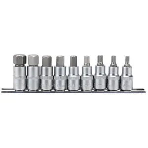 Draper 1/2" Sq. Dr. 55mm Long Metric Hexagonal Socket Bit Set 9 Piece 16307