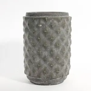 Graphic Cylinder Cement Plant Pot - Modern Industrial Look. (H22 cm)