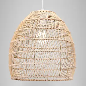 Traditional Vintage Spiral Cage Design Natural Brown Rattan Ceiling Lamp Shade