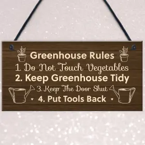 Greenhouse Rules Sign Hanging Garden Shed Sign Gift For Family Home Gift For Him Her