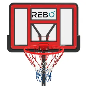 Rebo Freestanding Portable Basketball Hoop with Stand - Adjustable Height (230cm - 305cm) - Large