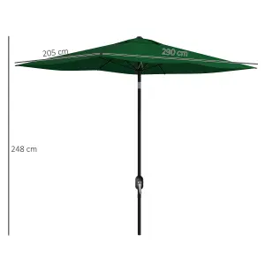 Outsunny 2 x 3(m) Garden Parasol Rectangular Market Umbrella w/ Crank Green