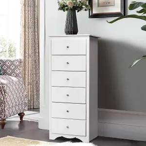 Costway Chest of Drawers Free Standing 6 Drawers Wooden Storage Cabinet W/ Metal Handles