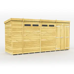 DIY Sheds 15x4 Pent Security Shed - Double Door