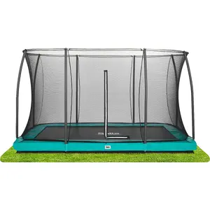 12ft x 8ft Salta Green Rectangular Comfort Edition Inground Trampoline with Enclosure