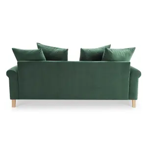 Churchill 3 Seater Sofa With Scatter Back Cushions, Dark Green Velvet