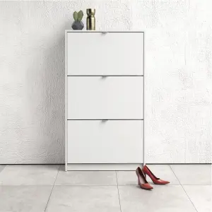 Shoes Shoe cabinet  w. 3 tilting doors and 2 layers White