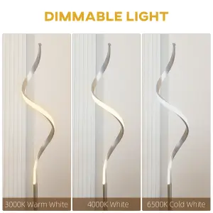 HOMCOM Spiral Floor Lamp for Living Room with 3 Adjustable Brightness, Silver