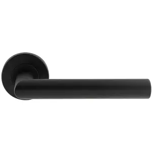 PAIR Straight Mitred Bar Handle On Round Rose Concealed Fix Matt Black