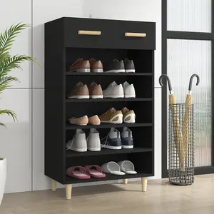 Berkfield Shoe Cabinet Black 60x35x105 cm Engineered Wood