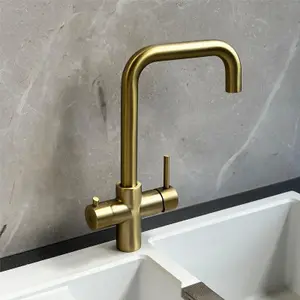 Liquida EBT411BR 4 In 1 Brushed Brass Kitchen Instant Boiling Hot Water Tap