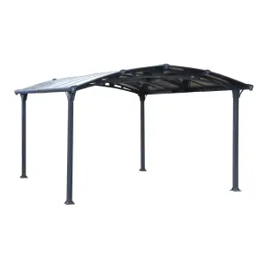 Palram - Canopia Tucson Grey Rectangular Gazebo, (W)4.3m (D)3.59m - Assembly required