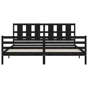 Berkfield Bed Frame with Headboard Black 200x200 cm Solid Wood