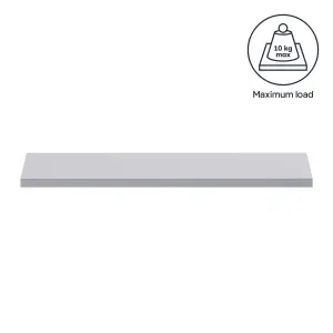 GoodHome Rigga Satin light grey Rectangular Floating shelf (L)60cm x (D)19cm