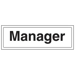 Manager - Workplace Door Sign - Self Adhesive Vinyl - 300x100mm (x3)