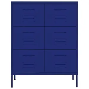 Berkfield Drawer Cabinet Navy Blue 80x35x101.5 cm Steel