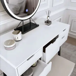 Gabriella Black Dressing Table with Touch Sensor LED Mirror