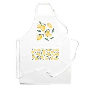 Purely Home Lemons Fruit Apron - Kitchen Cooking & Baking Apron with Adjustable Neck