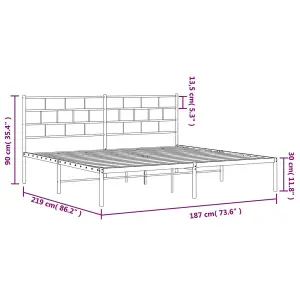 Berkfield Metal Bed Frame with Headboard Black 183x213 cm