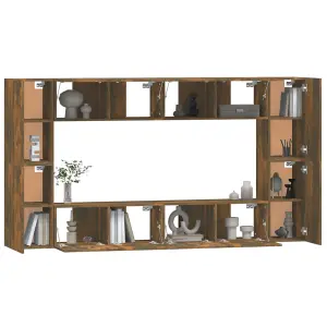 Berkfield 8 Piece TV Cabinet Set Smoked Oak Engineered Wood