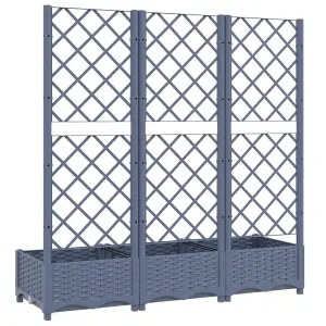 Berkfield Garden Planter with Trellis Dark Grey 120x40x121.5 cm PP