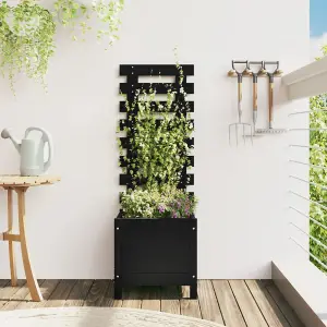 Berkfield Garden Planter with Rack Black 39x39.5x114 cm Solid Wood Pine