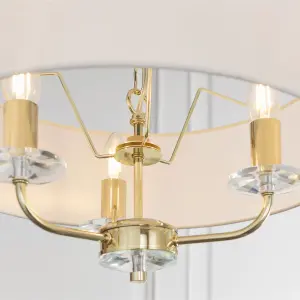 Anson Lighting Eureka 3lt Pendant light finished in Brass plate and vintage white fabric